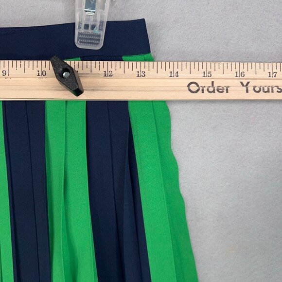 J Crew Skirt Womens 0 Navy Blue Kelly Green Pleated Flowy Classic Coastal Preppy - Picture 10 of 14